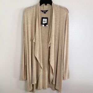 Ellen Tracy Oatmeal Heather Soft Open Front Longline Cardigan Sweater Size Large